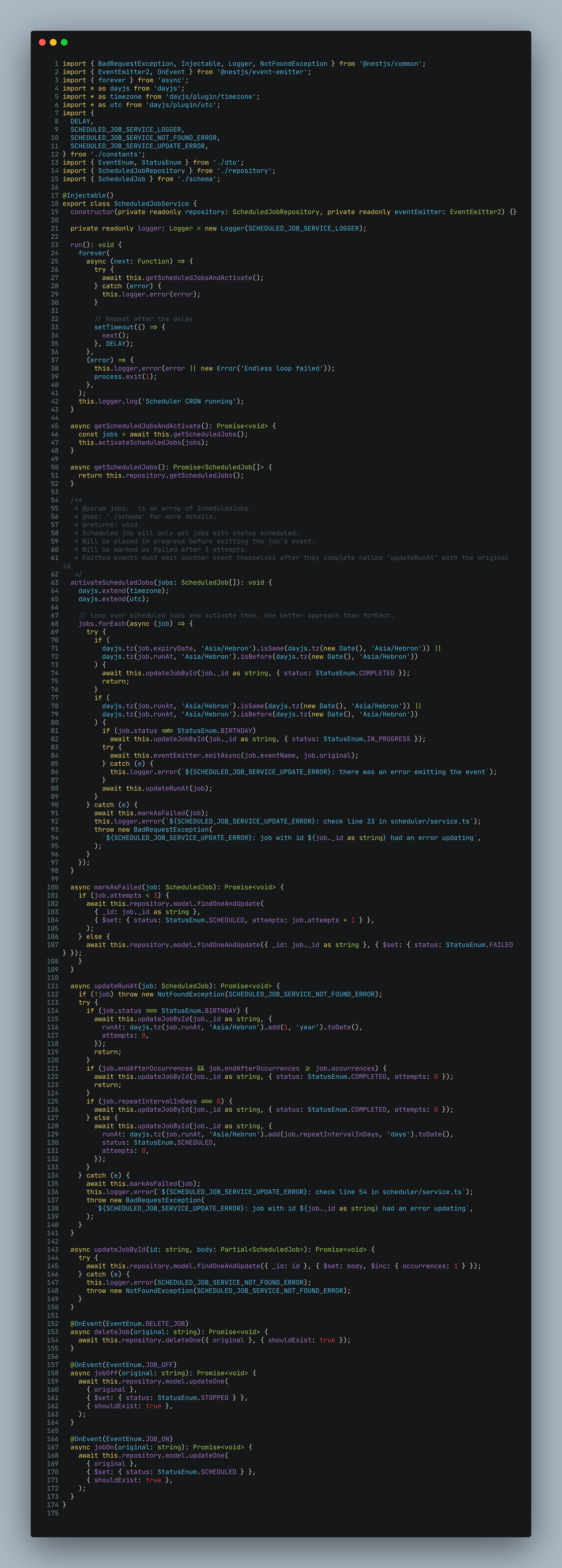 Custom Scheduler Service Screenshot